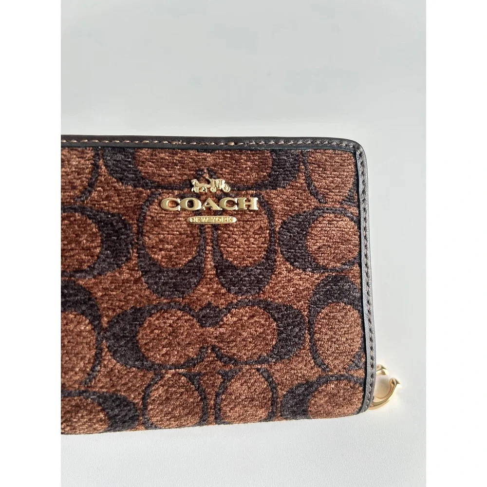 Coach Snap Wallet‎ Brown Signature Chenille CCQ32 Excellent